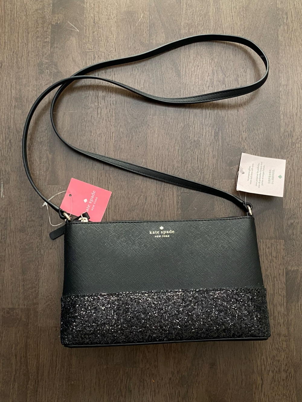 Kate Spade NWT Ramey sparkly black bag